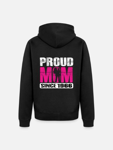 Proud Mom Since 1966 - Unisex Premium Organic Zip Hoodie - black