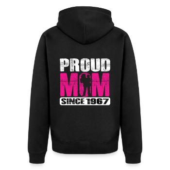 Proud Mom Since 1967 - Unisex Premium Bio Zip Hoodie - Schwarz - Hinten - Nico (187cm)