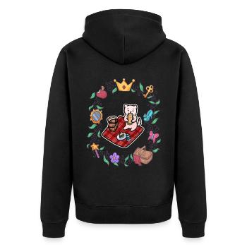 Cat Picnic Fairy Tale - Unisex Premium Organic Zip Hoodie - black - Back - Nico (187cm)