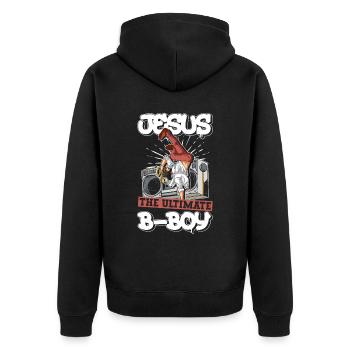 Jesus the Ultimate B-Boy - Breakdance Hip Hop - Unisex Premium Organic Zip Hoodie - black - Back - Nico (187cm)