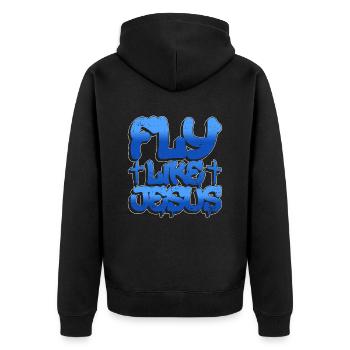 Flying Like Jesus - Breakdance Hip Hop - Unisex Premium Organic Zip Hoodie - black - Back - Nico (187cm)