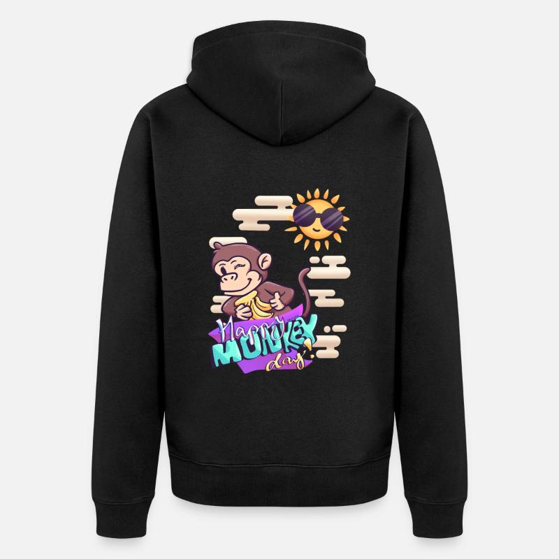 Singe par beau temps - Veste à capuche bio Premium Unisexe - noir