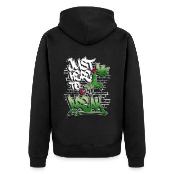 Just Here To Break - Breakdance Hip Hop - Veste à capuche bio Premium Unisexe - noir - Dos - Nico (187cm)