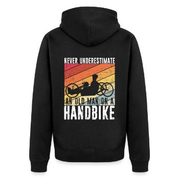 Handbike Opa Handdreirad Radfahrer Geschenk für Ra - Unisex Premium Bio Zip Hoodie - Schwarz - Hinten - Nico (187cm)