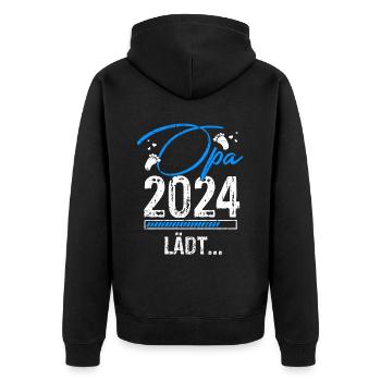 Opa 2024 Lädt Opa To Be Countdown Schwangerschaft - Unisex Premium Bio Zip Hoodie - Schwarz - Hinten - Nico (187cm)