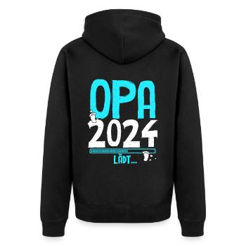 Opa 2024 Lädt Großvater Countdown Schwangerschaft - Unisex Premium Bio Zip Hoodie - Schwarz - Hinten - Nico (187cm)