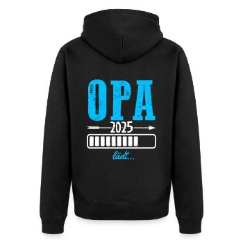 Opa 2025 Lädt Baby Familie Countdown Schwangerscha - Unisex Premium Bio Zip Hoodie - Schwarz - Hinten - Nico (187cm)