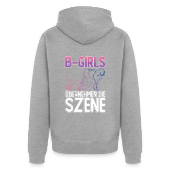 B-Girls Übernehmen Die Szene - Breakdance - Unisex Premium Bio Zip Hoodie - Grau meliert - Hinten - Nico (187cm)