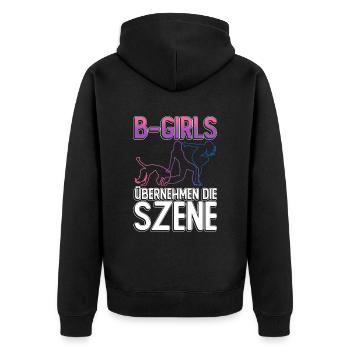 B-Girls Übernehmen Die Szene - Breakdance - Unisex Premium Bio Zip Hoodie - Schwarz - Hinten - Nico (187cm)