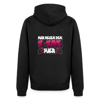Nur Wegen Den B-Boys Hier - Breakdance Breakdancer - Unisex Premium Bio Zip Hoodie - Schwarz - Hinten - Nico (187cm)