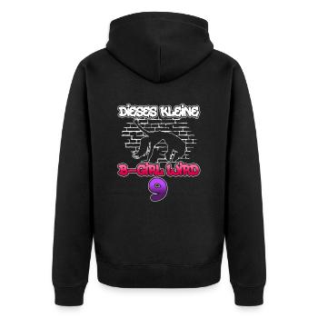 Dieses Kleine B-Girl Wird 9 - Breakdance - Unisex Premium Bio Zip Hoodie - Schwarz - Hinten - Nico (187cm)