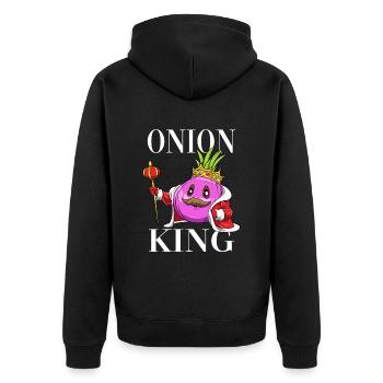 Onion King - Unisex Premium Bio Zip Hoodie - Schwarz - Hinten - Nico (187cm)