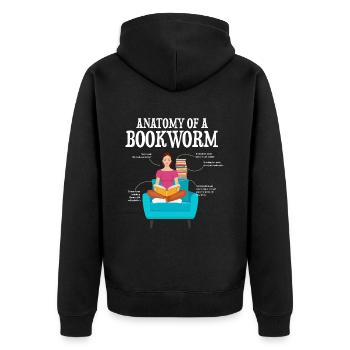 Anatomy eines Bücherwurms - Unisex Premium Bio Zip Hoodie - Schwarz - Hinten - Nico (187cm)
