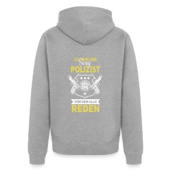 Witziges Polizei Spruch Design - Unisex Premium Bio Zip Hoodie - Grau meliert - Hinten - Nico (187cm)