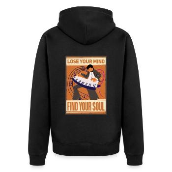 Cooles Musiker Spruch Design - Unisex Premium Bio Zip Hoodie - Schwarz - Hinten - Nico (187cm)