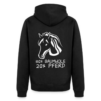 80% Baumwolle und 20% Pferd - Unisex Premium Bio Zip Hoodie - Schwarz - Hinten - Nico (187cm)