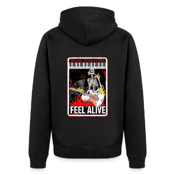 Music makes me feel alive - Unisex Premium Organic Zip Hoodie - black - Back - Nico (187cm)