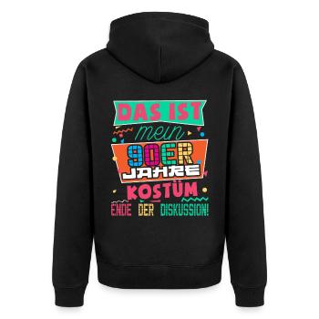 90er Jahre Outfit Kostüm Party Mottoparty Herren - Unisex Premium Bio Zip Hoodie - Schwarz - Hinten - Nico (187cm)
