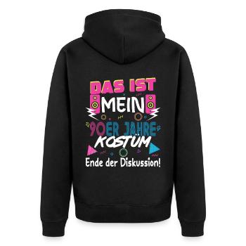 90er Jahre Outfit Damen Kostüm 1990er Mottoparty - Unisex Premium Bio Zip Hoodie - Schwarz - Hinten - Nico (187cm)