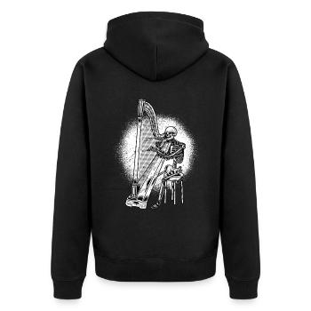 Skelett Halloween Harfenist Harfenspieler Harfe - Unisex Premium Bio Zip Hoodie - Schwarz - Hinten - Nico (187cm)