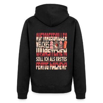 Auftragsgriller Grillen Barbecue Bbq Grillmeister - Unisex Premium Bio Zip Hoodie - Schwarz - Hinten - Nico (187cm)
