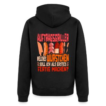 Auftragsgriller Grillen Barbecue Bbq Grillmeister - Unisex Premium Bio Zip Hoodie - Schwarz - Hinten - Nico (187cm)