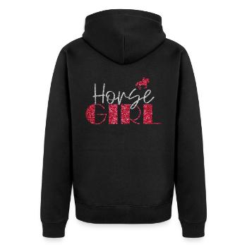Horse Girl Country Woman Girl HorseBack Rider - Unisex Premium Organic Zip Hoodie - black - Back - Nico (187cm)