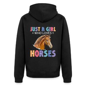 Horse Girl Country Woman Girl HorseBack Rider - Veste à capuche bio Premium Unisexe - noir - Dos - Nico (187cm)