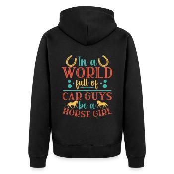 Cavalier Amoureux des chevaux Horse Girl - Veste à capuche bio Premium Unisexe - noir - Dos - Nico (187cm)