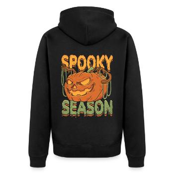 Creepy Pumpkin Halloween - Unisex Premium Organic Zip Hoodie - black - Back - Nico (187cm)