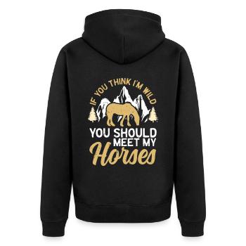 Pferd Reiterin Pferdeliebhaberin Reiter - Unisex Premium Bio Zip Hoodie - Schwarz - Hinten - Nico (187cm)