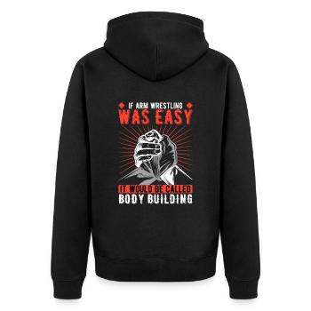 Armdrücken Armwrestling Armdrücker - Unisex Premium Bio Zip Hoodie - Schwarz - Hinten - Nico (187cm)