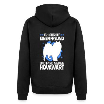 Fand meinen Hovawart Hofwächter Hund - Unisex Premium Bio Zip Hoodie - Schwarz - Hinten - Nico (187cm)