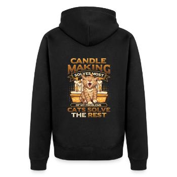 Kerzenherstellung Katzenliebhaber Kerzenmacher - Unisex Premium Bio Zip Hoodie - Schwarz - Hinten - Nico (187cm)