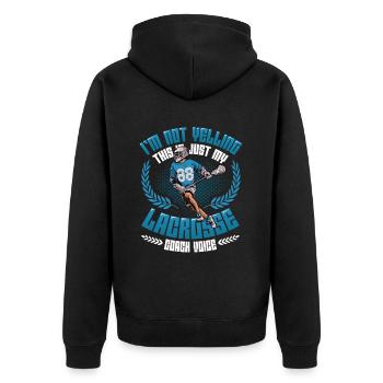 Don't shout, this is my lacrosse - Unisex Premium Organic Zip Hoodie - black - Back - Nico (187cm)
