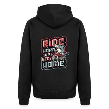 Ride Hard Or Stay Home Biker Shark Riding - Unisex Premium Bio Zip Hoodie - Schwarz - Hinten - Nico (187cm)