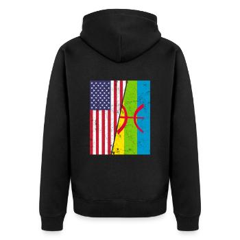 kabyle amazigh flag berber, africa kabyle - Unisex Premium Bio Zip Hoodie - Schwarz - Hinten - Nico (187cm)
