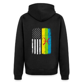kabyle amazigh flag berber, africa kabyle - Unisex Premium Bio Zip Hoodie - Schwarz - Hinten - Nico (187cm)