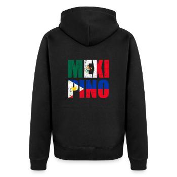 Mexipino Mexican Filipino Mexipino - Unisex Premium Bio Zip Hoodie - Schwarz - Hinten - Nico (187cm)