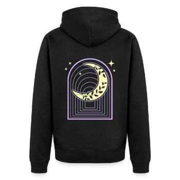 Sichel Pastel Goth Mond Hexenhaft - Unisex Premium Bio Zip Hoodie - Schwarz - Hinten - Nico (187cm)