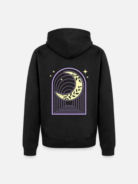 Crescent Pastel Goth Moon Witchy - Unisex Premium Organic Zip Hoodie - black
