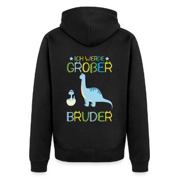 Großer Bruder Dinosaurier - Unisex Premium Bio Zip Hoodie - Schwarz - Hinten - Nico (187cm)