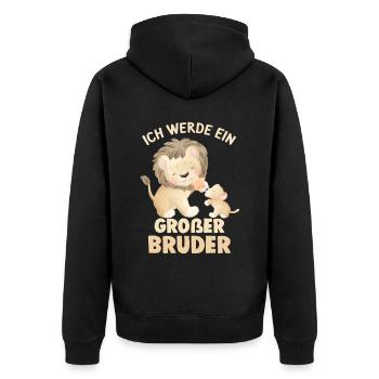 Großer Bruder Löwen - Unisex Premium Bio Zip Hoodie - Schwarz - Hinten - Nico (187cm)