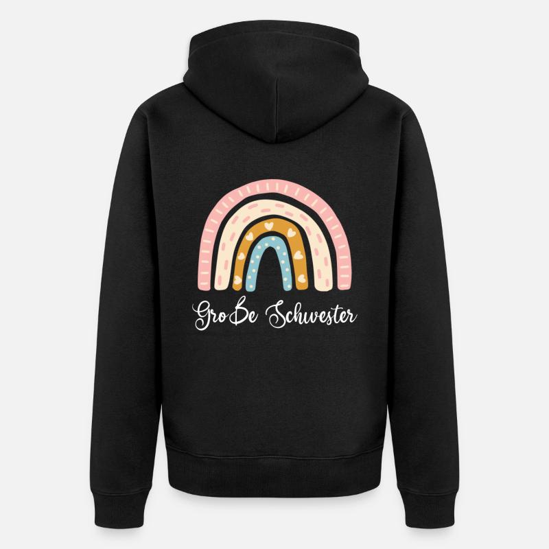 Grande sœur Arc-en-ciel - Veste à capuche bio Premium Unisexe - noir