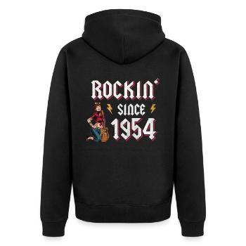 Rockin Since 1954 Rock Music Fan 68th Birthday - Unisex Premium Organic Zip Hoodie - black - Back - Nico (187cm)