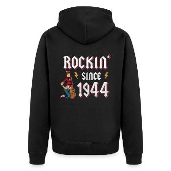 Rockin depuis 1944 Fan de musique rock 78e anniversaire - Veste à capuche bio Premium Unisexe - noir - Dos - Nico (187cm)