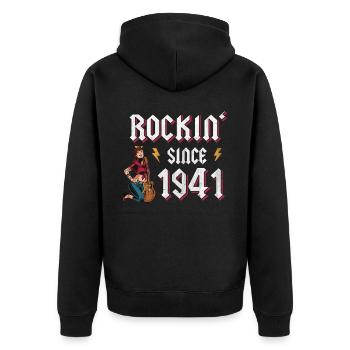 Rockin depuis 1941 Fan de musique rock 81e anniversaire - Veste à capuche bio Premium Unisexe - noir - Dos - Nico (187cm)