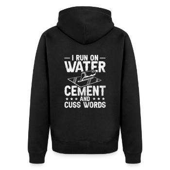I Run On Water Cement And Cuss Words Betonbauer - Unisex Premium Bio Zip Hoodie - Schwarz - Hinten - Nico (187cm)