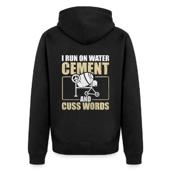 I Run On Water Cement And Cuss Words Betonbauer - Unisex Premium Bio Zip Hoodie - Schwarz - Hinten - Nico (187cm)