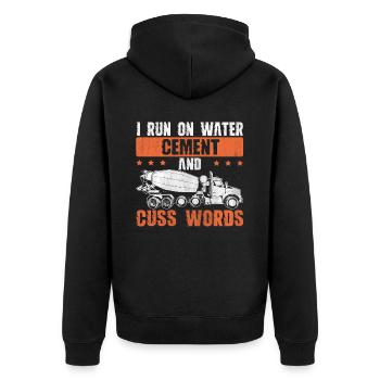 I Run On Water Cement And Cuss Words Betonbauer - Unisex Premium Organic Zip Hoodie - black - Back - Nico (187cm)